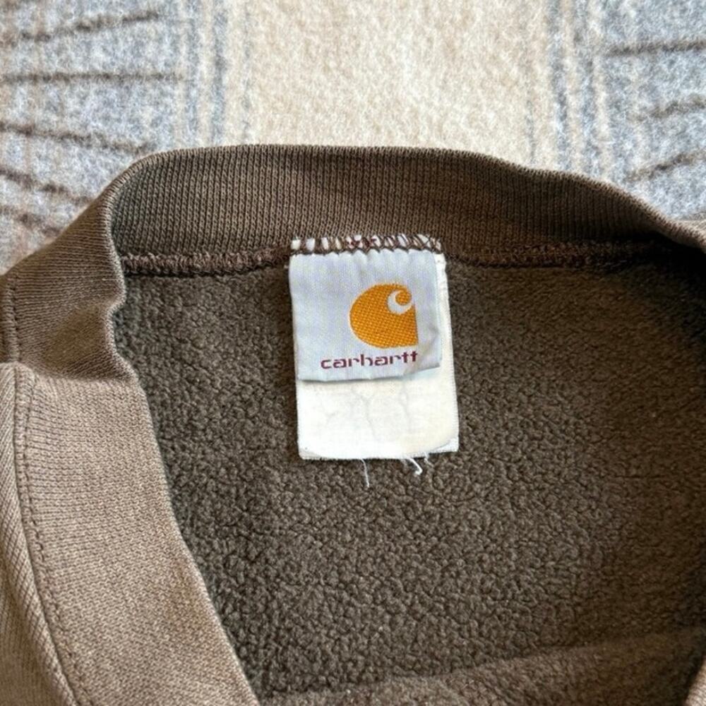 Vintage 90s Carhartt Embroidered Crewneck Sweatshirt Size XL Brown Workwear - Picture 3 of 8